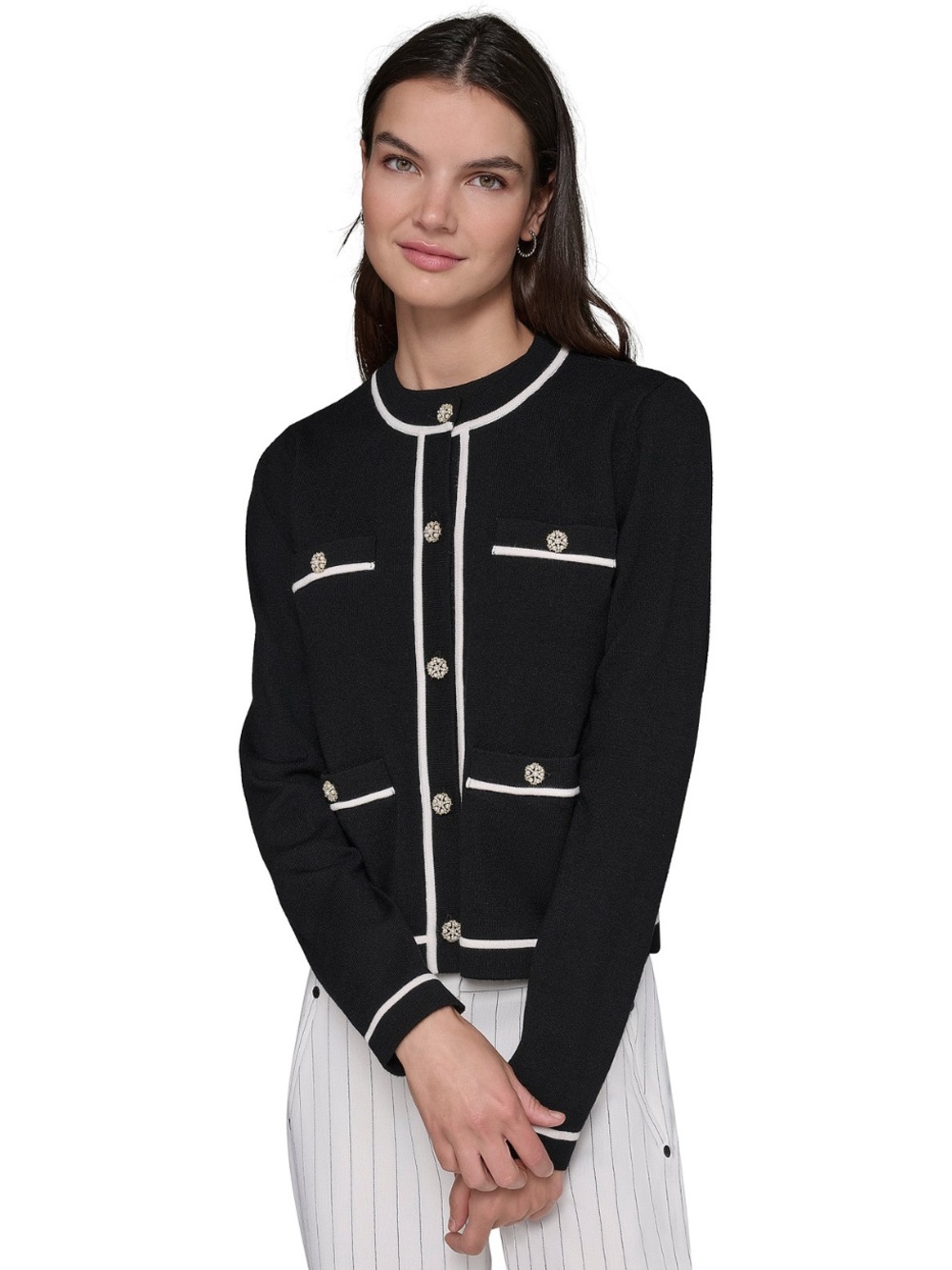 Karl Lagerfeld Paris Black & White Cardigan M
